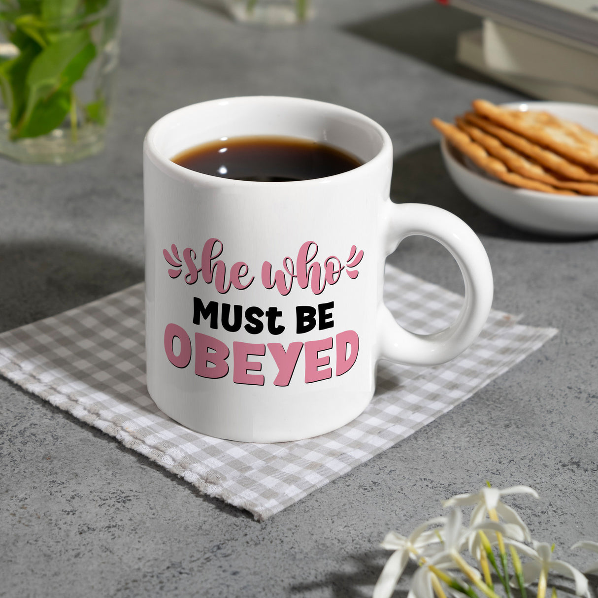 She who must be obeyed Kaffeebecher mit Spruch