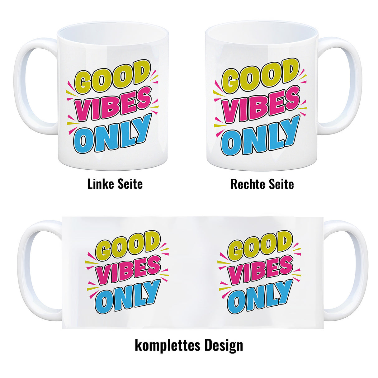 Good Vibes Only Kaffeebecher mit Spruch für Arbeitskollegen