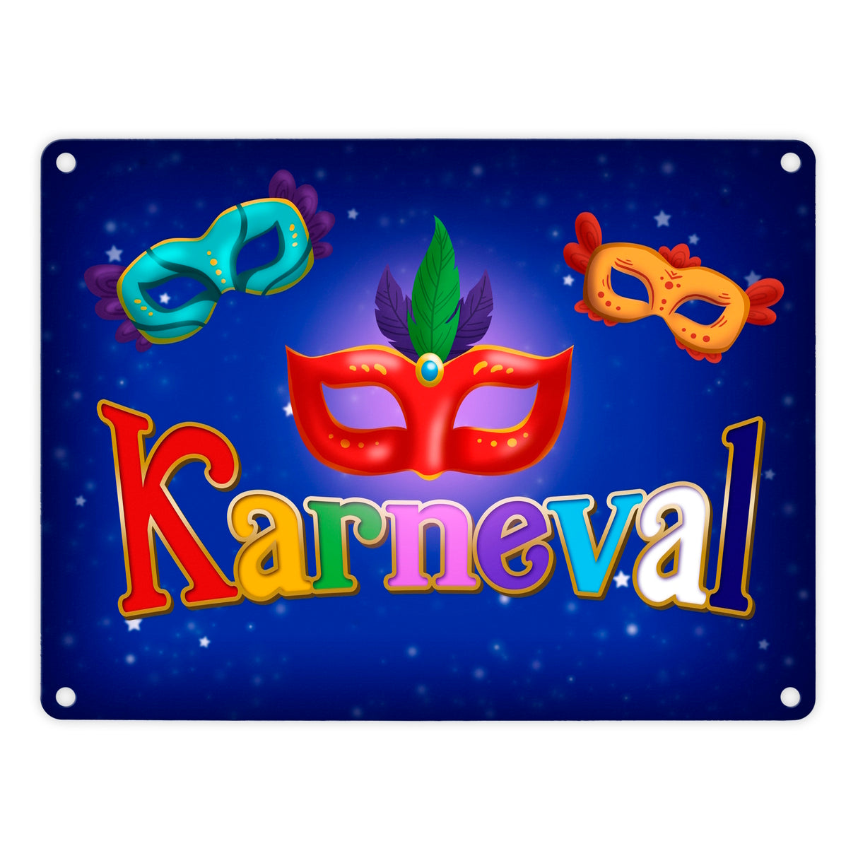 Kölner Karneval Metallschild mit bunten Ballmasken