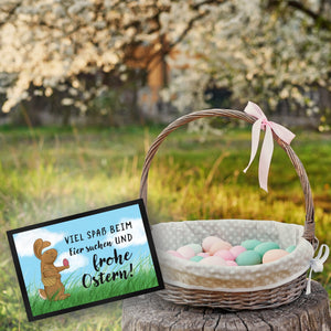 Eier suchen und frohe Ostern Fußmatte mit Spruch und Osterhase