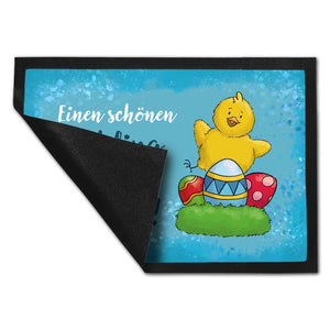 Schönen Frühling und frohe Ostern Fußmatte mit Spruch und Küken