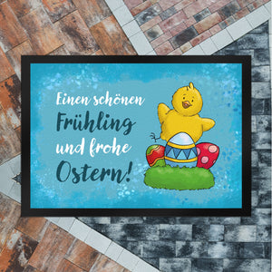 Schönen Frühling und frohe Ostern Fußmatte mit Spruch und Küken