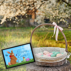 Happy Easter Fußmatte mit Osterhasen und bunten Ostereiern