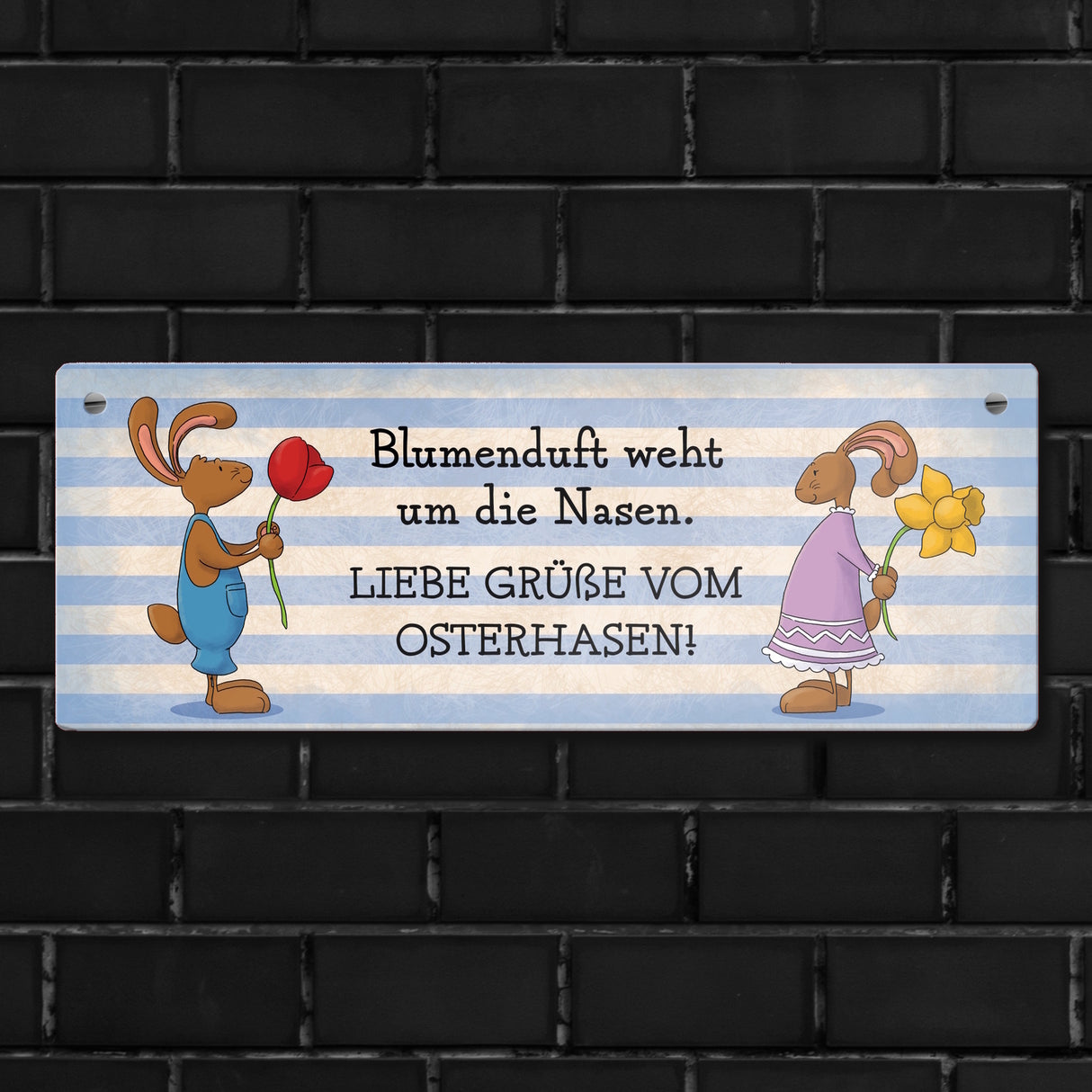Liebe Grüße vom Osterhasen! Metallschild mit Spruch