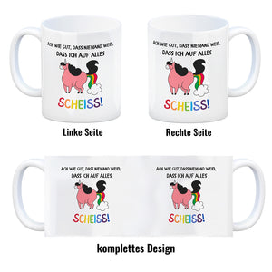 Einhorn Kaffeebecher mit Spruch Ach wie gut, dass niemand weiß
