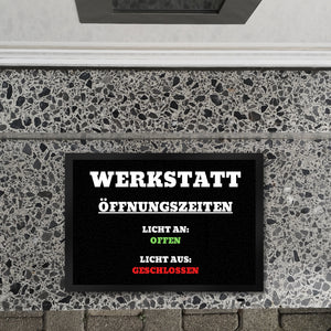 Werkstatt Öffnungszeiten Fußmatte in 35x50 cm