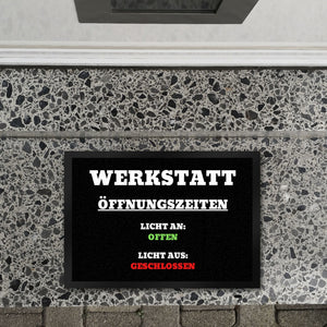Werkstatt Öffnungszeiten Fußmatte in 35x50 cm