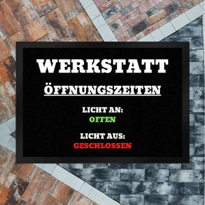 Werkstatt Öffnungszeiten Fußmatte in 35x50 cm