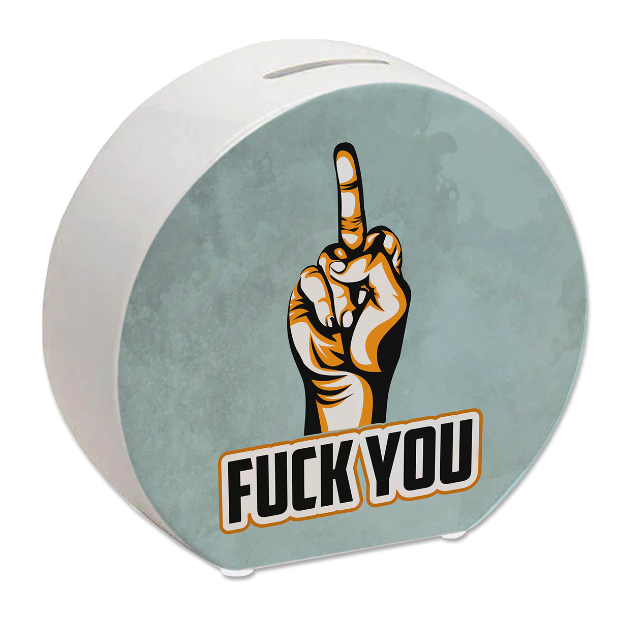 Fuck You Spardose mit Mittelfinger Motiv