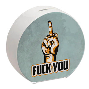 Fuck You Spardose mit Mittelfinger Motiv