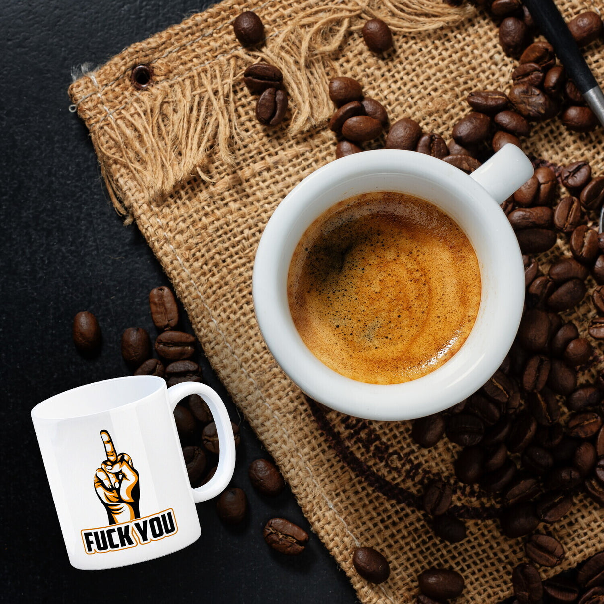 Fuck You Kaffeebecher mit Mittelfinger Motiv