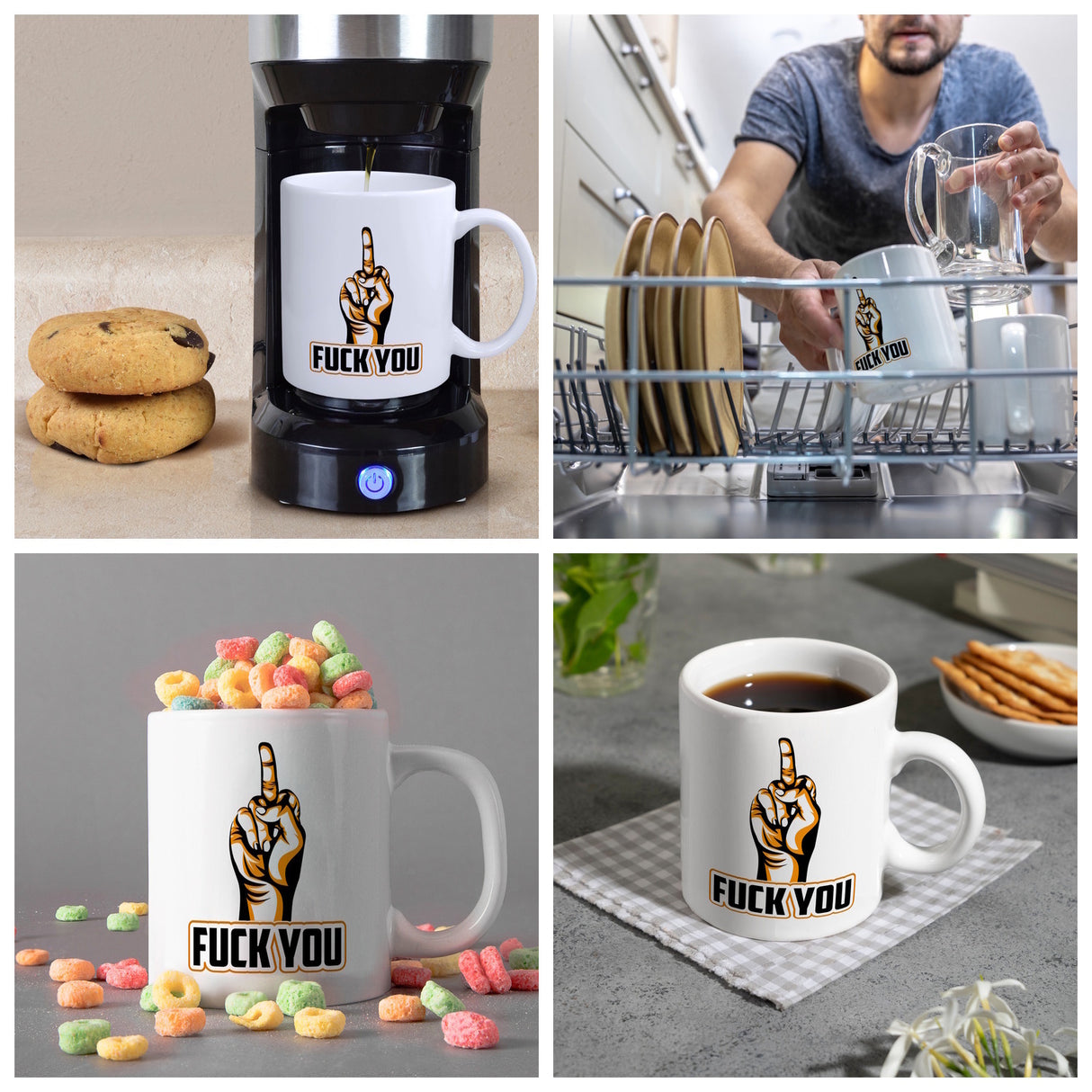 Fuck You Kaffeebecher mit Mittelfinger Motiv