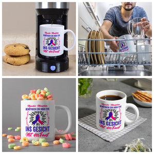 High Five Kaffeebecher mit Spruch: High Five ins Gesicht mit der Faust