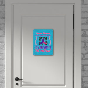 High Five Metallschild in 15x20 cm mit Spruch High Five ins Gesicht mit der Faust