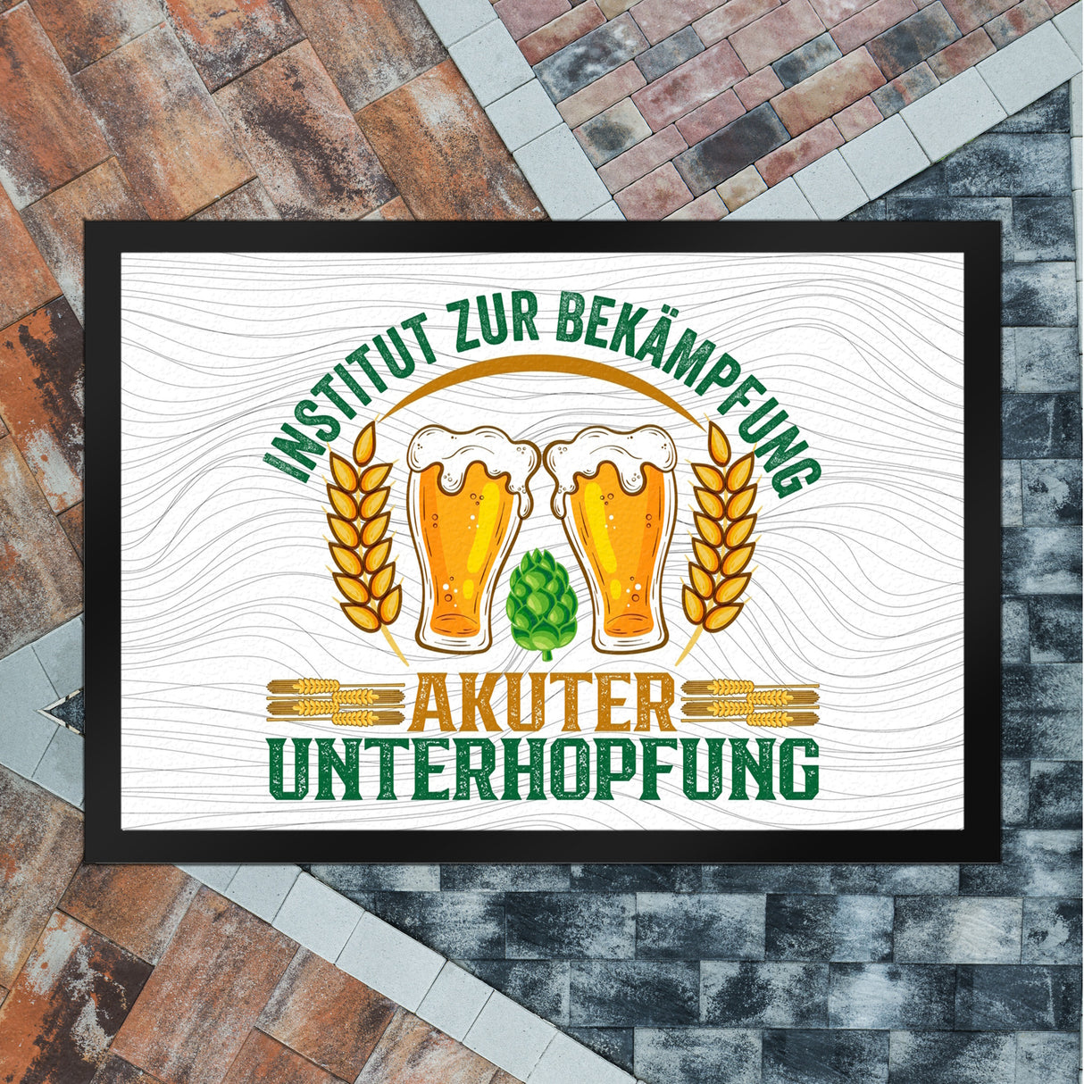 Bier Fußmatte in 35x50 cm mit Spruch Institut zur Bekämpfung akuter Unterhopfung