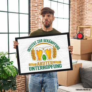 Bier Fußmatte in 35x50 cm mit Spruch Institut zur Bekämpfung akuter Unterhopfung