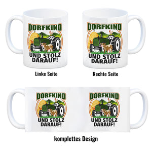 Dorf Kaffeebecher mit Spruch Dorfkind und stolz darauf