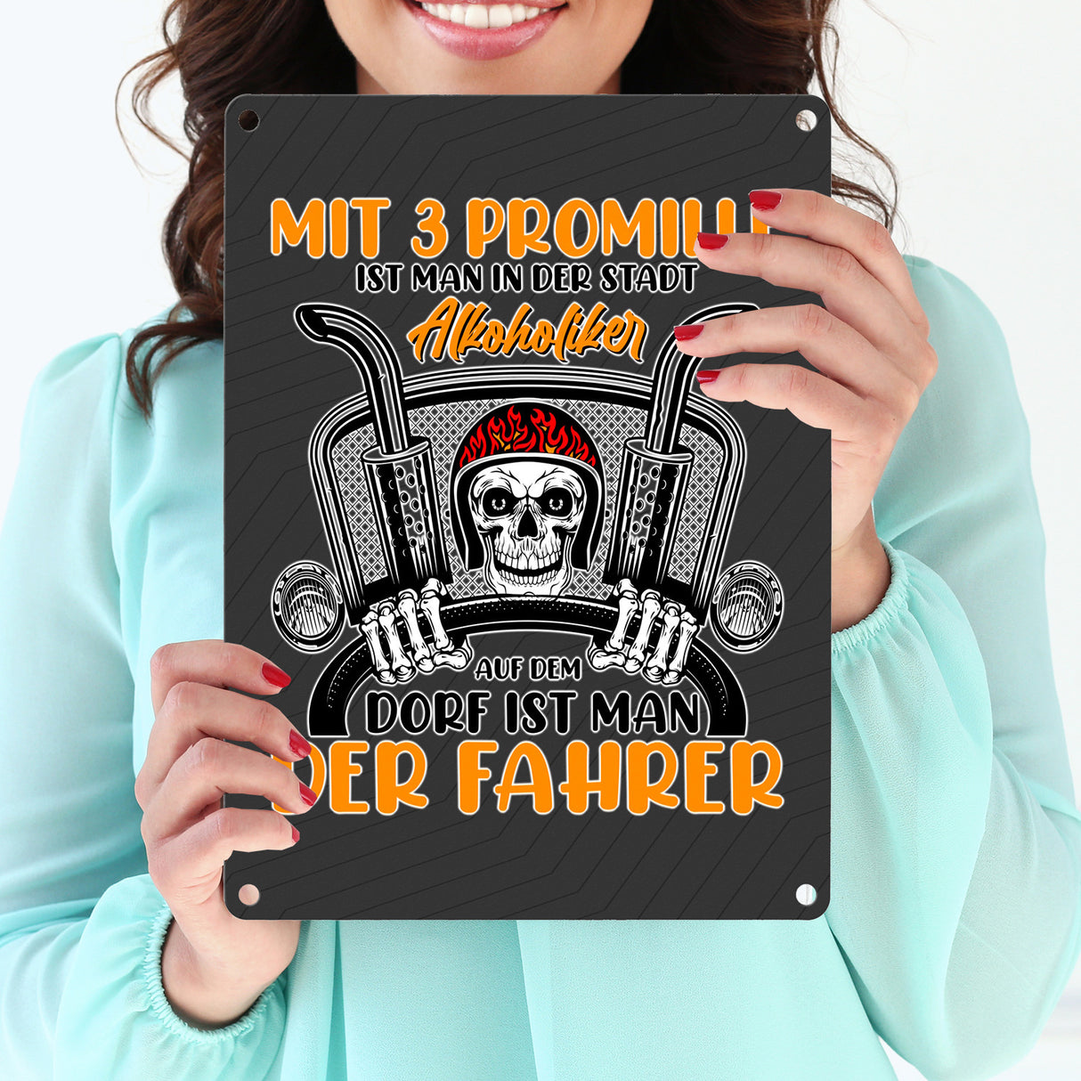 Dorf Metallschild in 15x20 cm mit Spruch Mit 3 Promille ist man der Fahrer