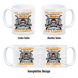 Dorfkind Kaffeebecher mit Spruch Mit 3 Promille ist man der Fahrer