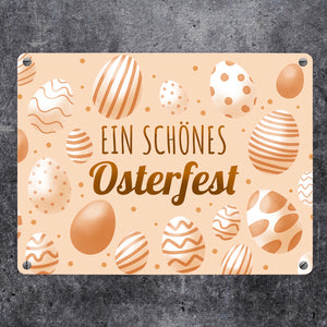 Ein schönes Osterfest Metallschild mit Ostereiern