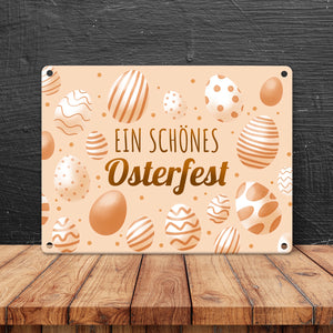 Ein schönes Osterfest Metallschild mit Ostereiern