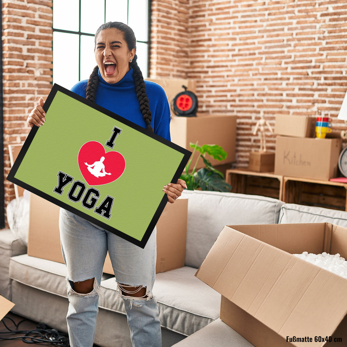 I love Yoga Fußmatte in 35x50 cm für Yogalehrer