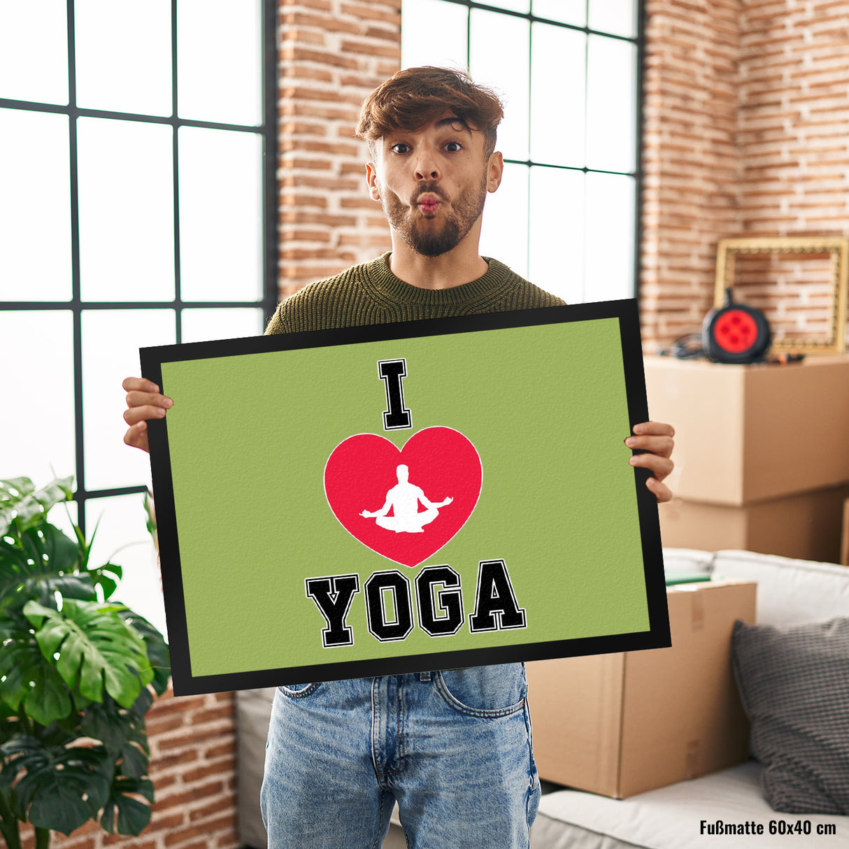 I love Yoga Fußmatte in 35x50 cm für Yogalehrer