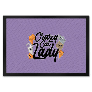 Katzen Fußmatte in 35x50 cm Crazy Cat Lady für Katzenliebhaber