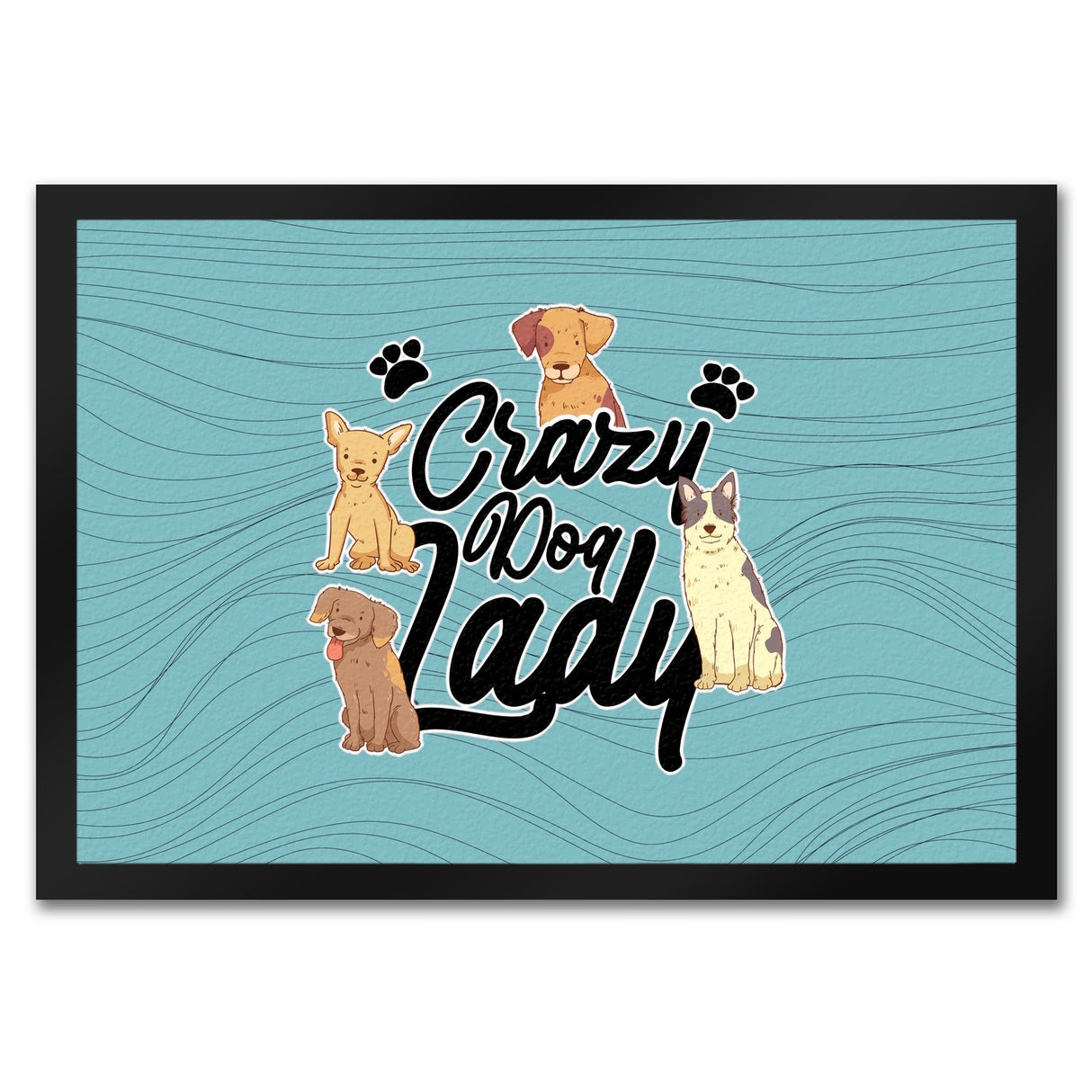 Hunde Fußmatte in 35x50 cm Crazy Dog Lady für Hundeliebhaber