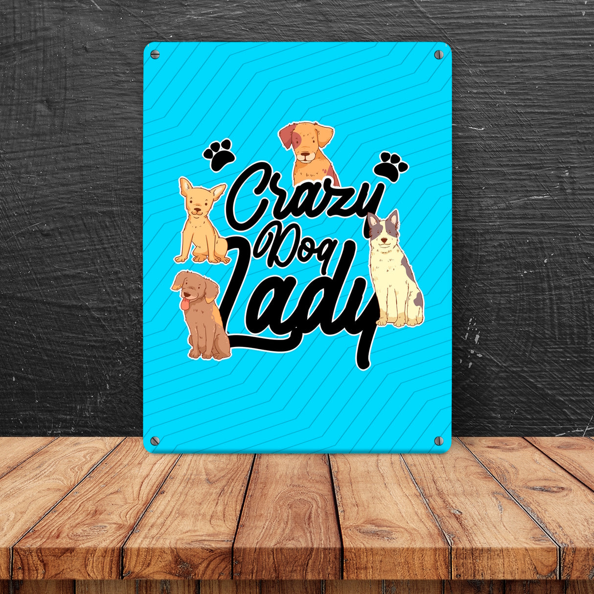 Hunde Metallschild in 15x20 cm Crazy Dog Lady für Hundeliebhaber