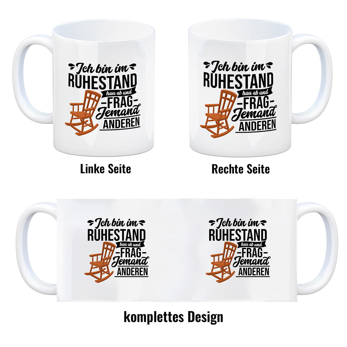 Rente Kaffeebecher mit Spruch für Rentner Ich bin im Ruhestand hau ab