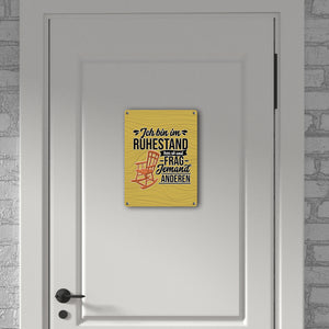 Rente Metallschild in 15x20 cm mit Spruch für Rentner Ich bin im Ruhestand hau ab