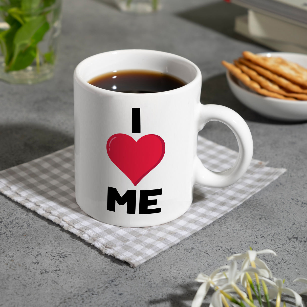 I love me Herz Kaffeebecher für Selbstverliebte