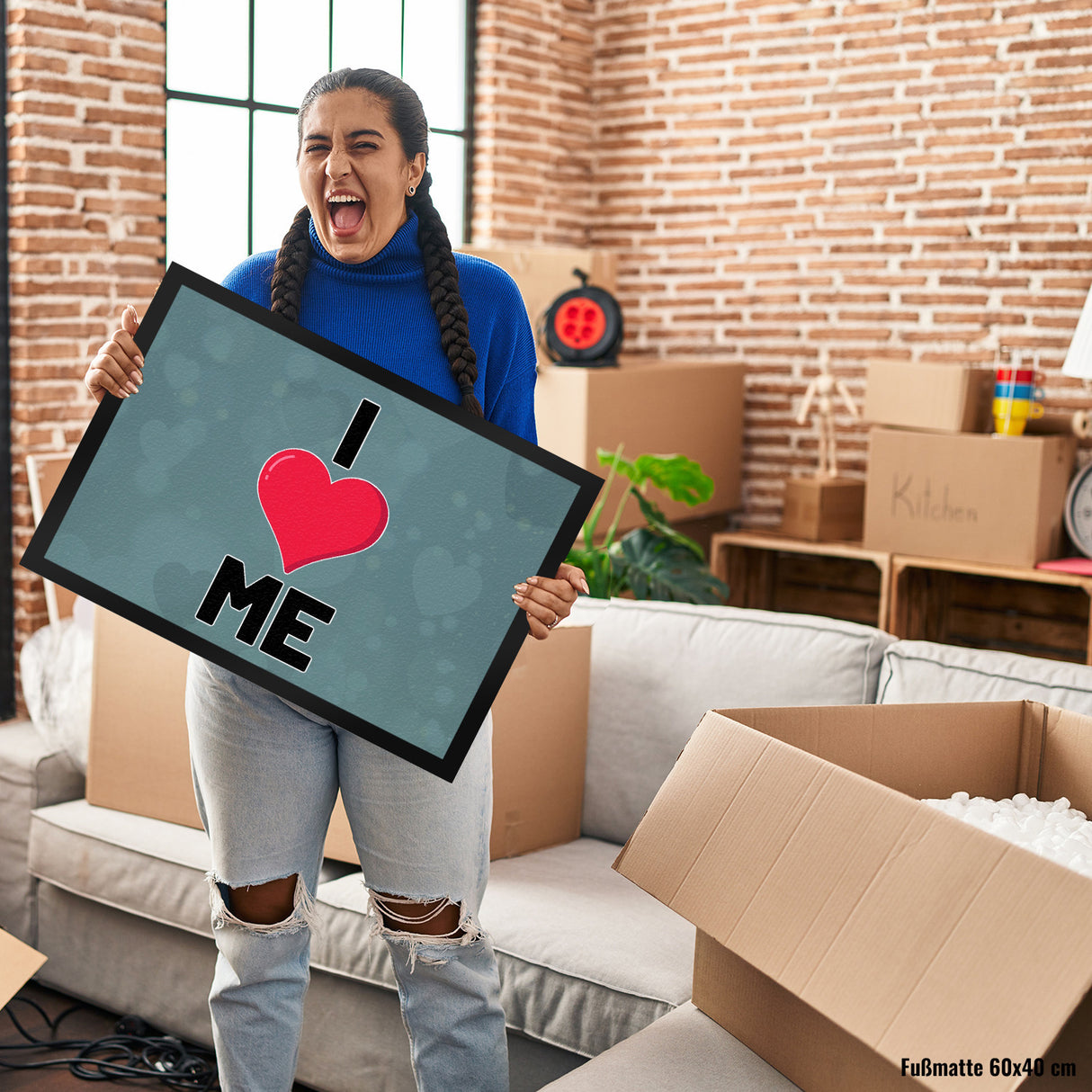 I love me Herz Fußmatte in 35x50 cm für Selbstverliebte