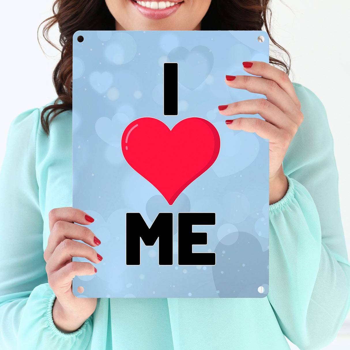 I love me Herz Metallschild in 15x20 cm für Selbstverliebte