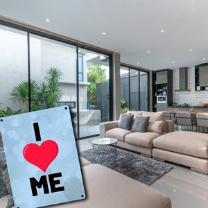 I love me Herz Metallschild in 15x20 cm für Selbstverliebte