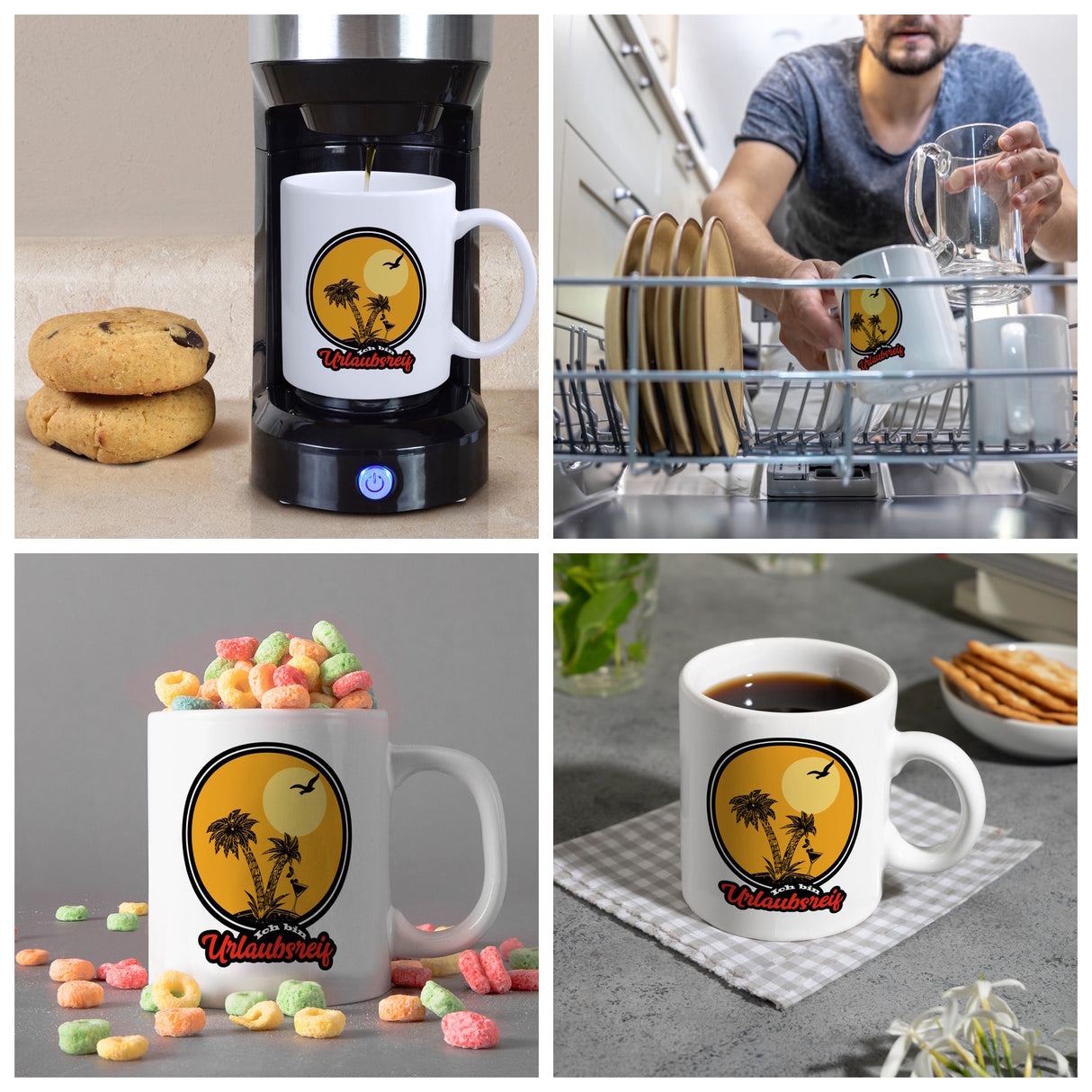 Ich bin Urlaubsreif Kaffeebecher mit Palmen