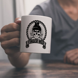 Totenkopf Finger Weg Kaffeebecher mit Banderole