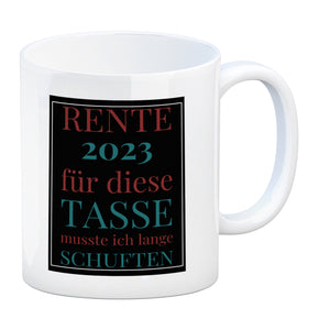 Rente 2023 Kaffeebecher eine bunte Tasse für Rentner