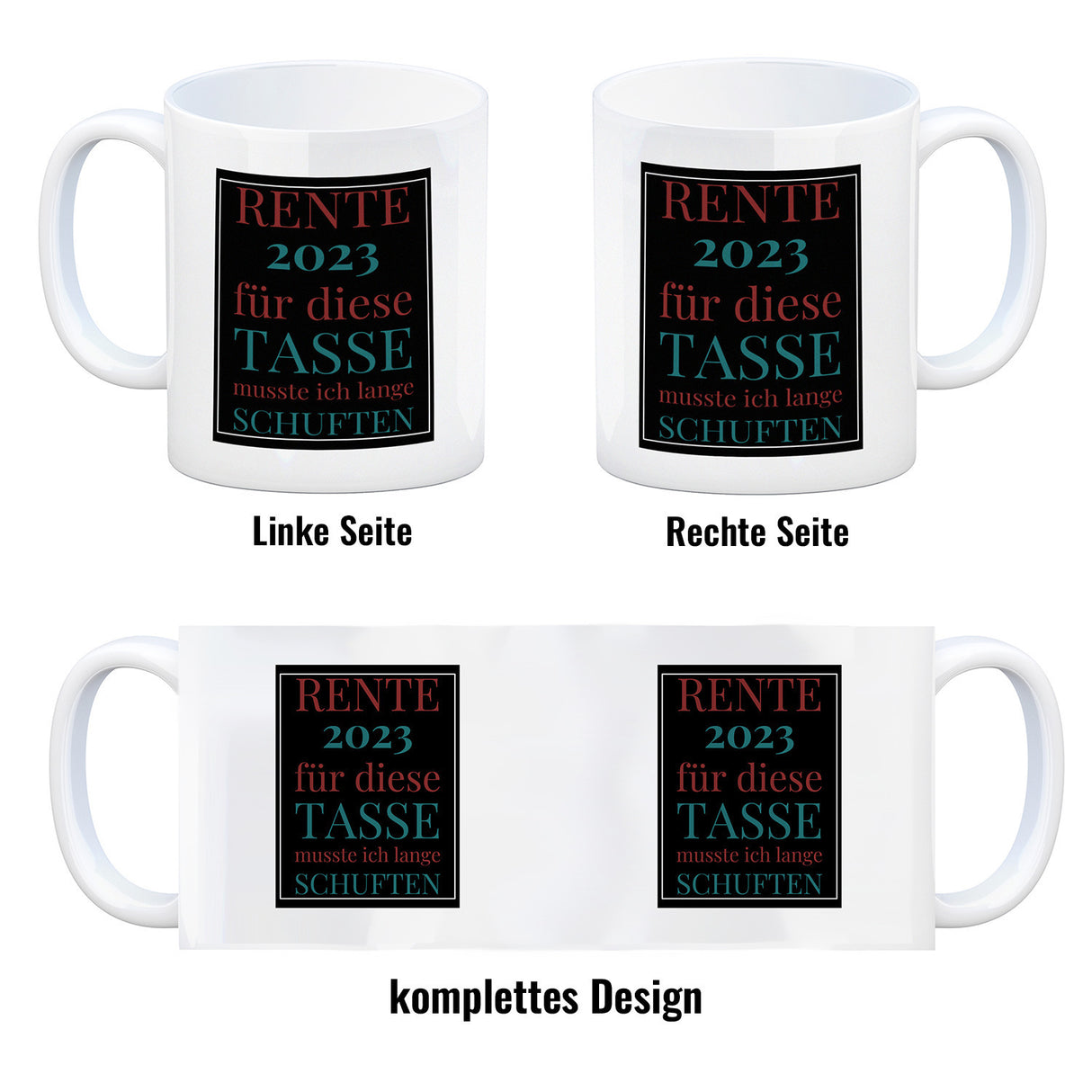Rente 2023 Kaffeebecher eine bunte Tasse für Rentner