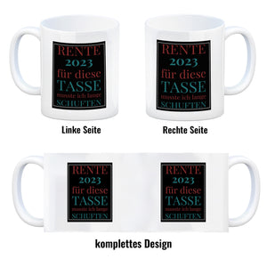Rente 2023 Kaffeebecher eine bunte Tasse für Rentner