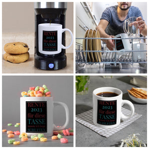 Rente 2023 Kaffeebecher eine bunte Tasse für Rentner