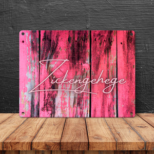 Zickengehege Metallschild in 15x20 cm für deine Tochter in pink