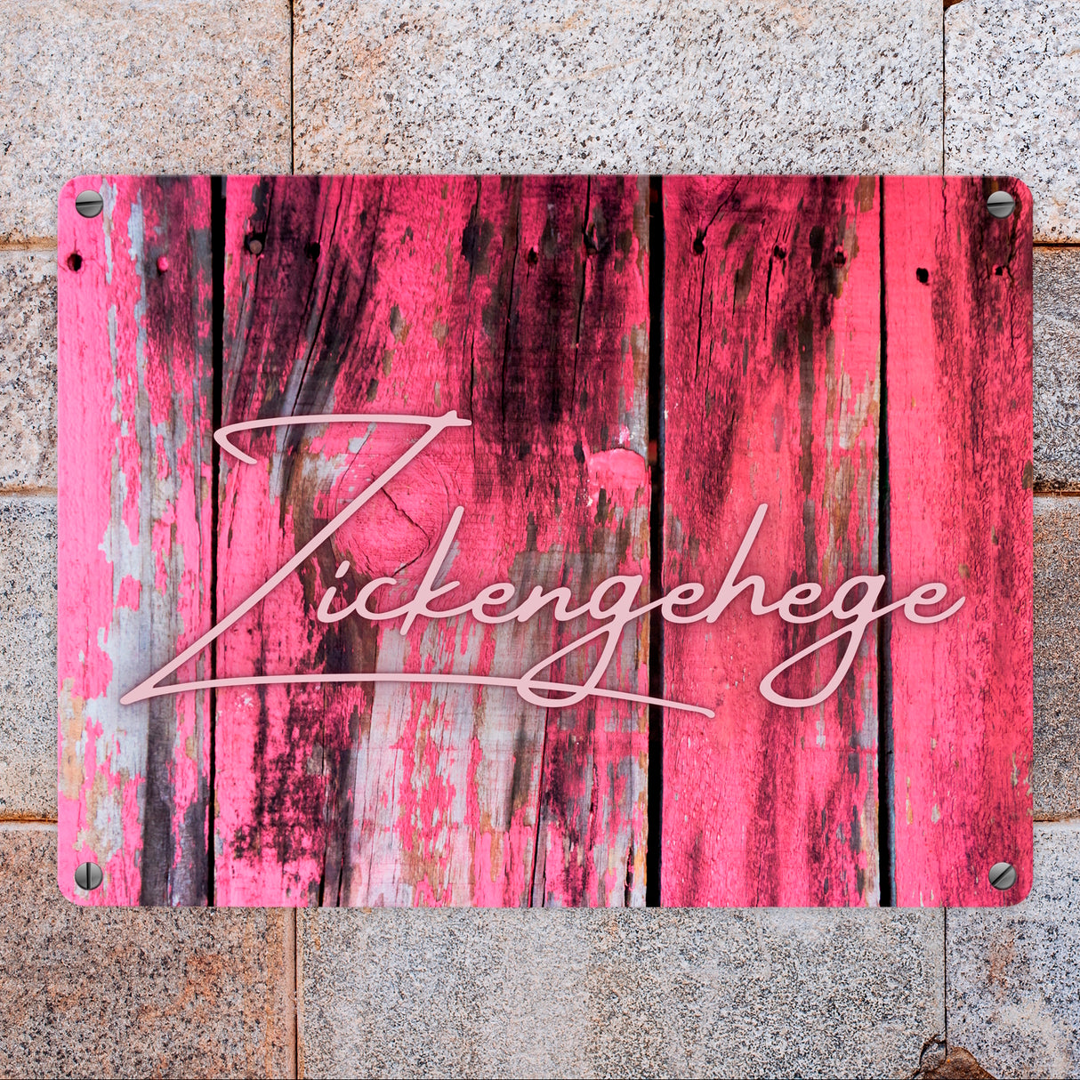 Zickengehege Metallschild in 15x20 cm für deine Tochter in pink