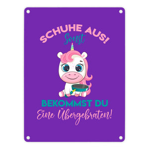 Schuhe aus Einhorn Metallschild in 15x20 cm Du bekommst eine Übergebraten in lila
