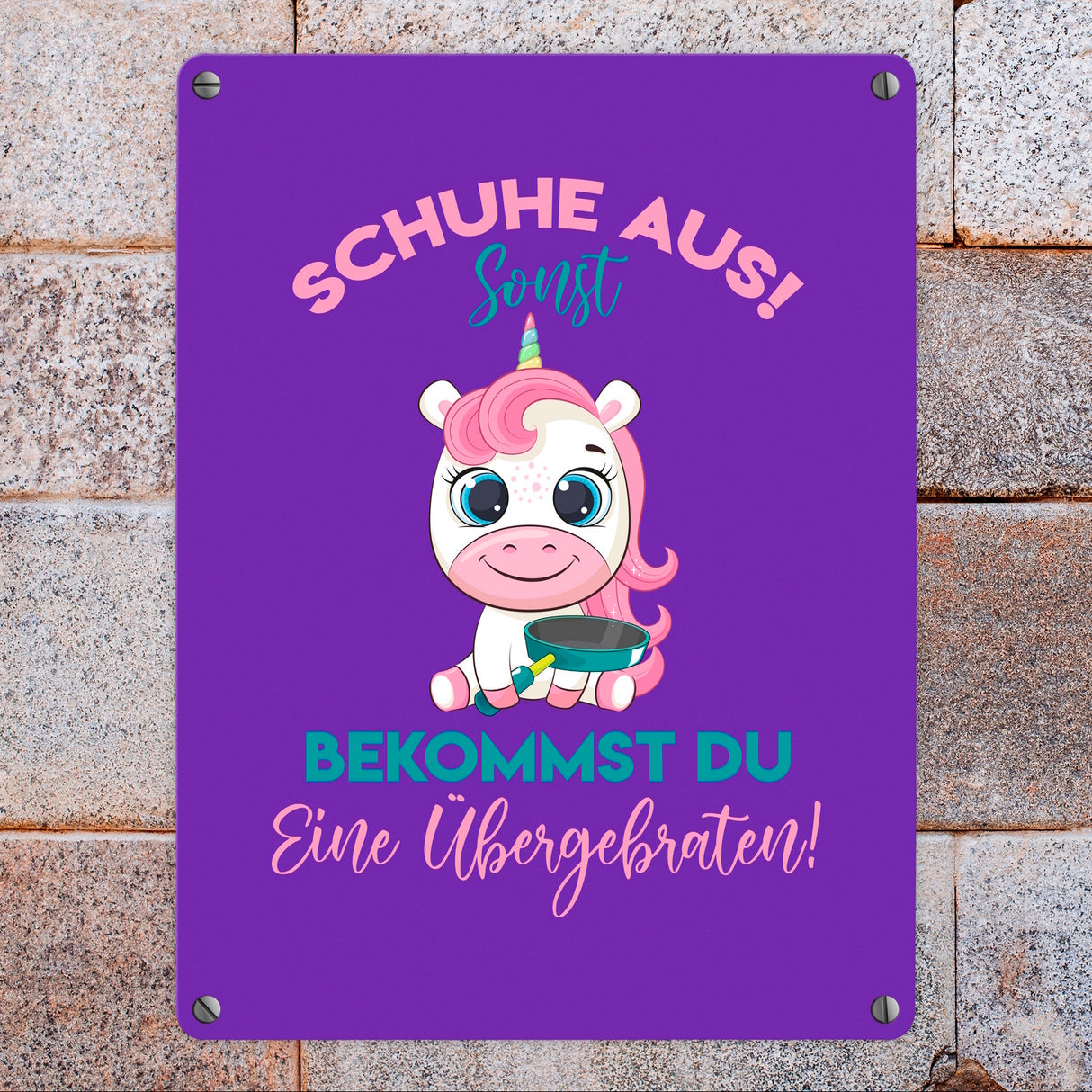 Schuhe aus Einhorn Metallschild in 15x20 cm Du bekommst eine Übergebraten in lila