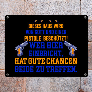 Hausbeschützer Metallschild in 15x20 cm mit Spruch