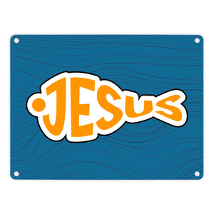 Jesus-Fisch Metallschild in 15x20 cm für Gläubige