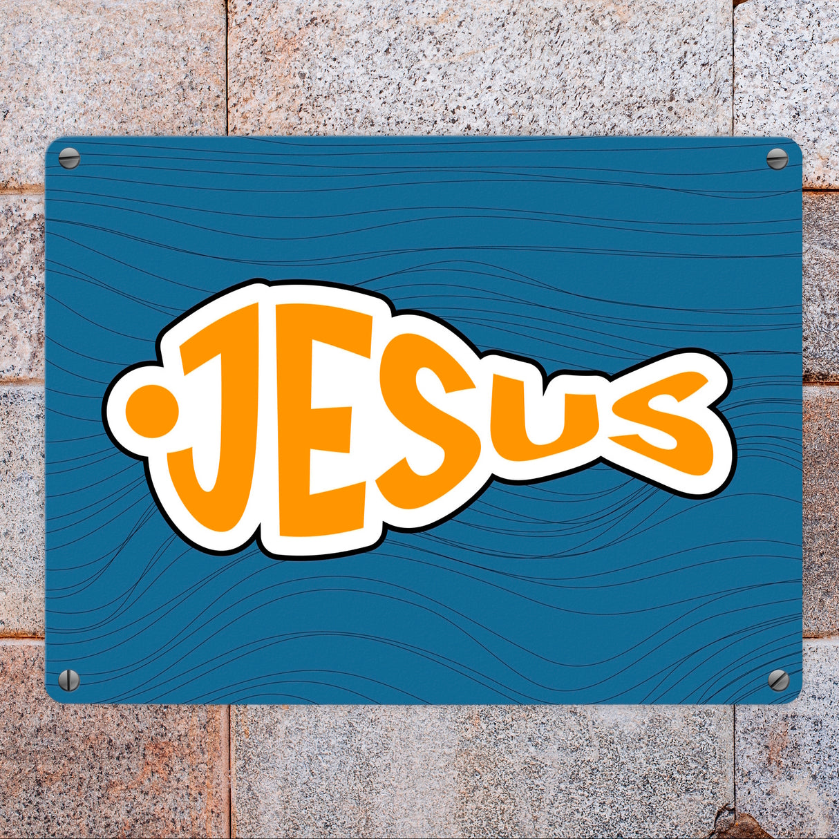 Jesus-Fisch Metallschild in 15x20 cm für Gläubige