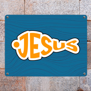 Jesus-Fisch Metallschild in 15x20 cm für Gläubige